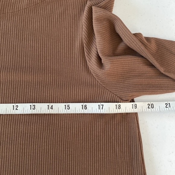 J Jill Wearever Ribbed Boat-Neck Brown Top Jersey Knit Tee Short Sleeve Normcore - Picture 10 of 14